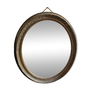 miroir ancien ovale – - cadre bois