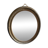 Antique oval mirror – Carved and gilded wooden frame – Napoleon III period