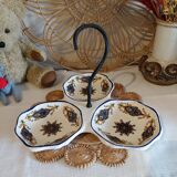 Serving dish in 3 parts + vintage wrought iron handle