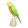 Statuette oiseau perruche en céramique barbotine