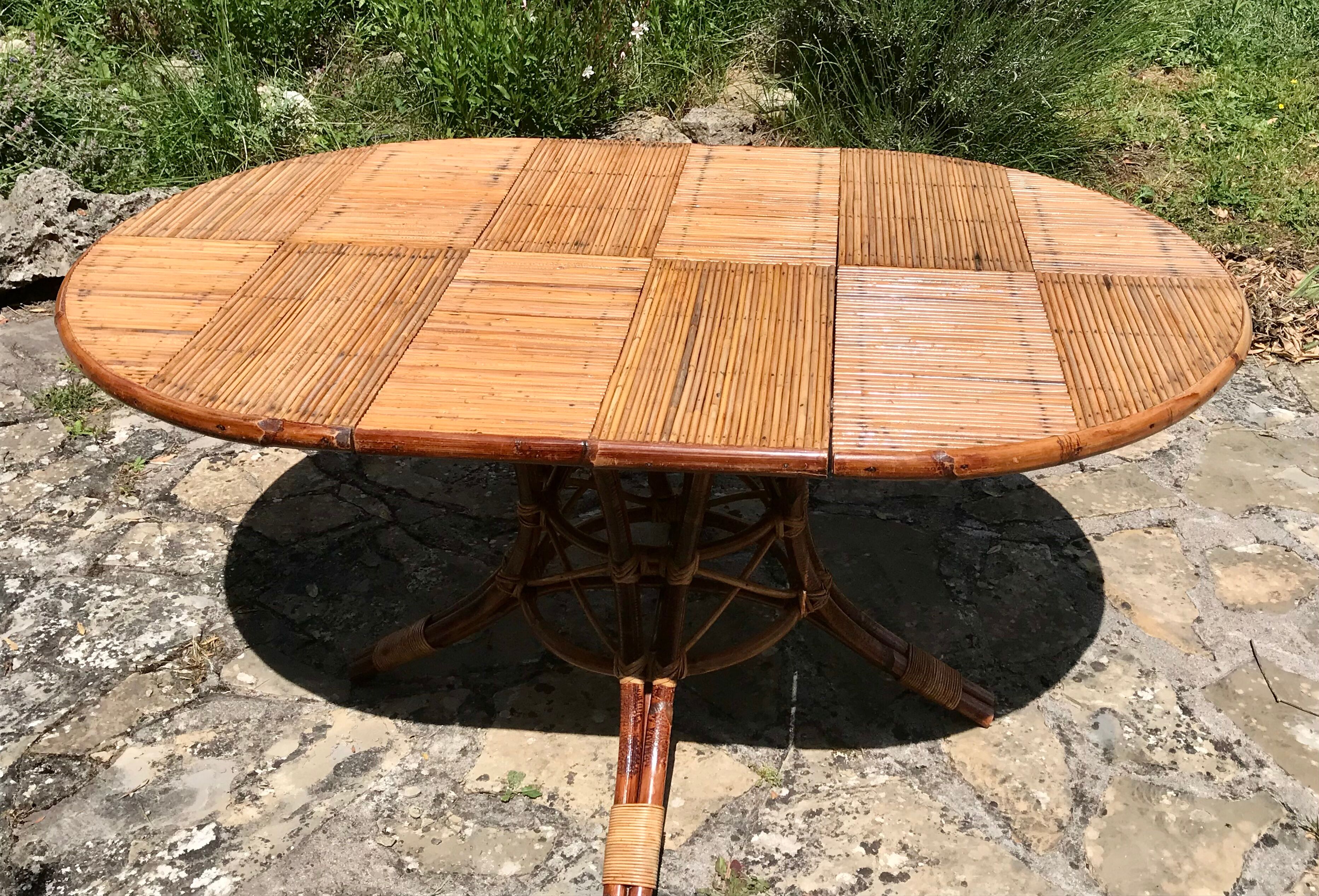 Extension rattan table circa 1960