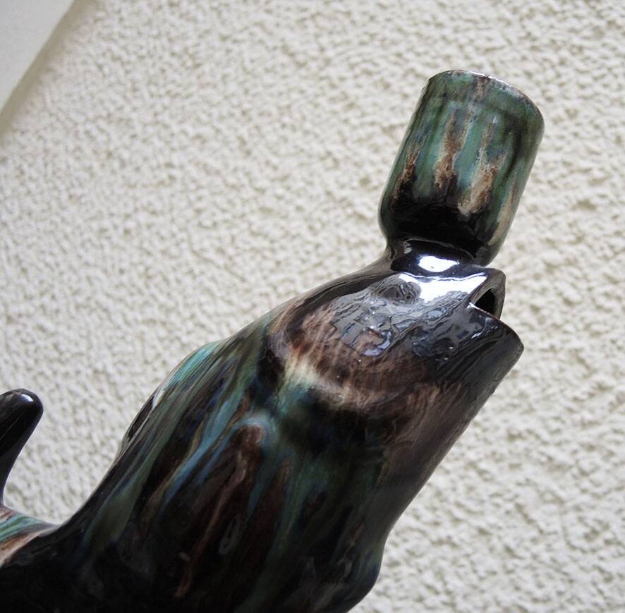 Old fish-shaped ceramic lamp base