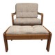 Fauteuil lounge scandinave en teck massif & ottoman 60/70