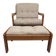 Fauteuil lounge scandinave en teck massif & ottoman 60/70