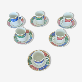 6 tasses à café avec soucoupe