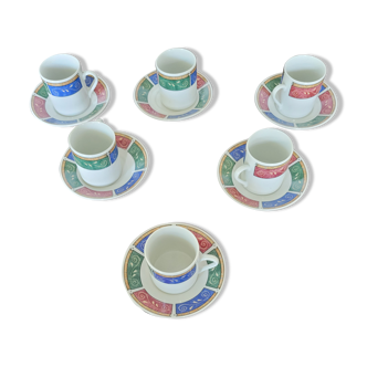 6 tasses à café avec soucoupe