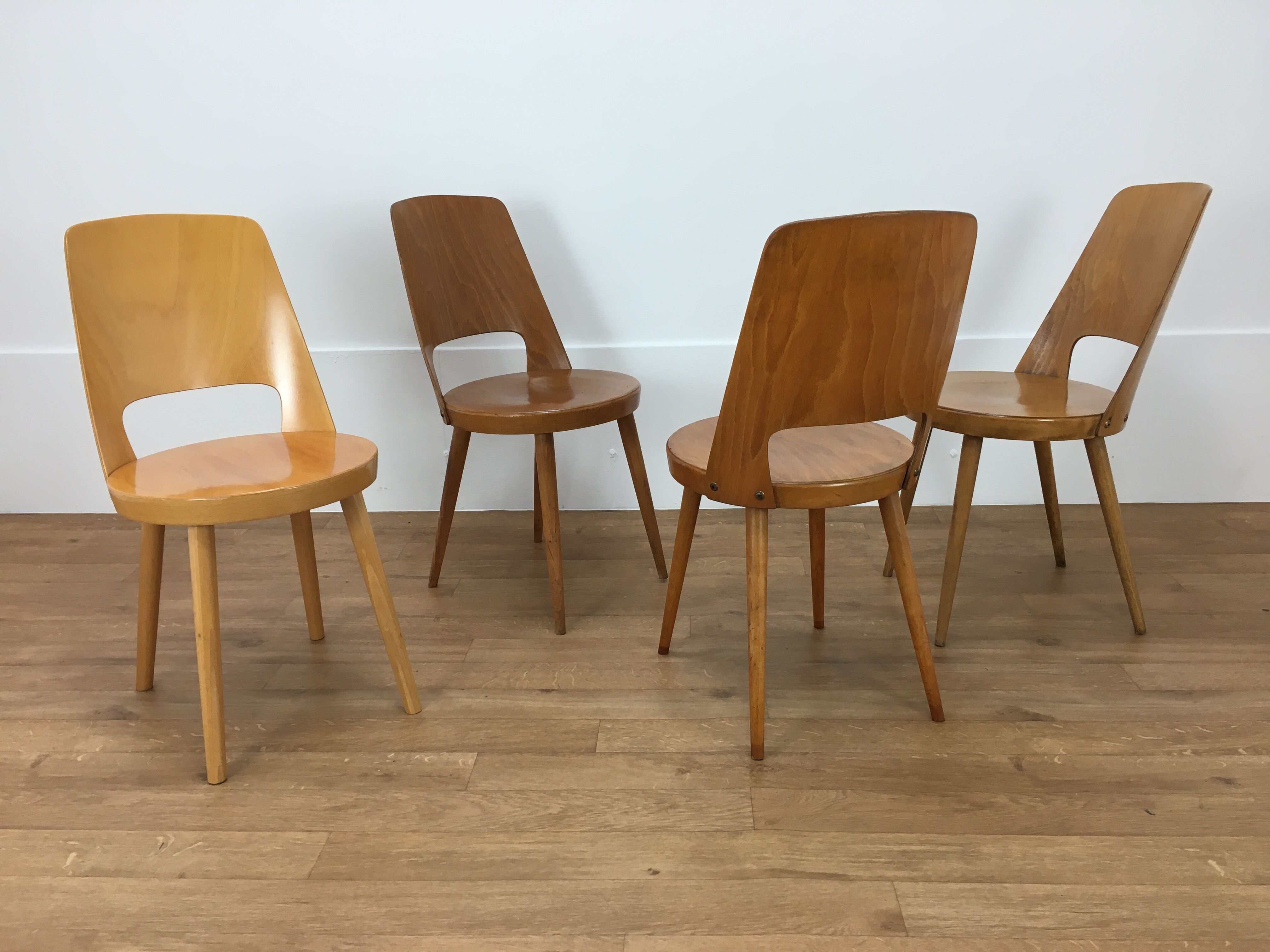 Set of 4 chairs Baumann Mondor 60s bistro