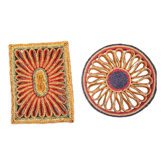 2 braided straw mats