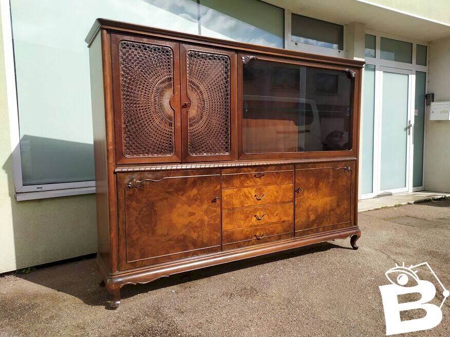 Louis XV Sideboard - Canework - Display Case - 4 Drawers - Wood