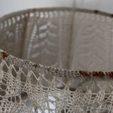 Sandstone lamp with lace shade