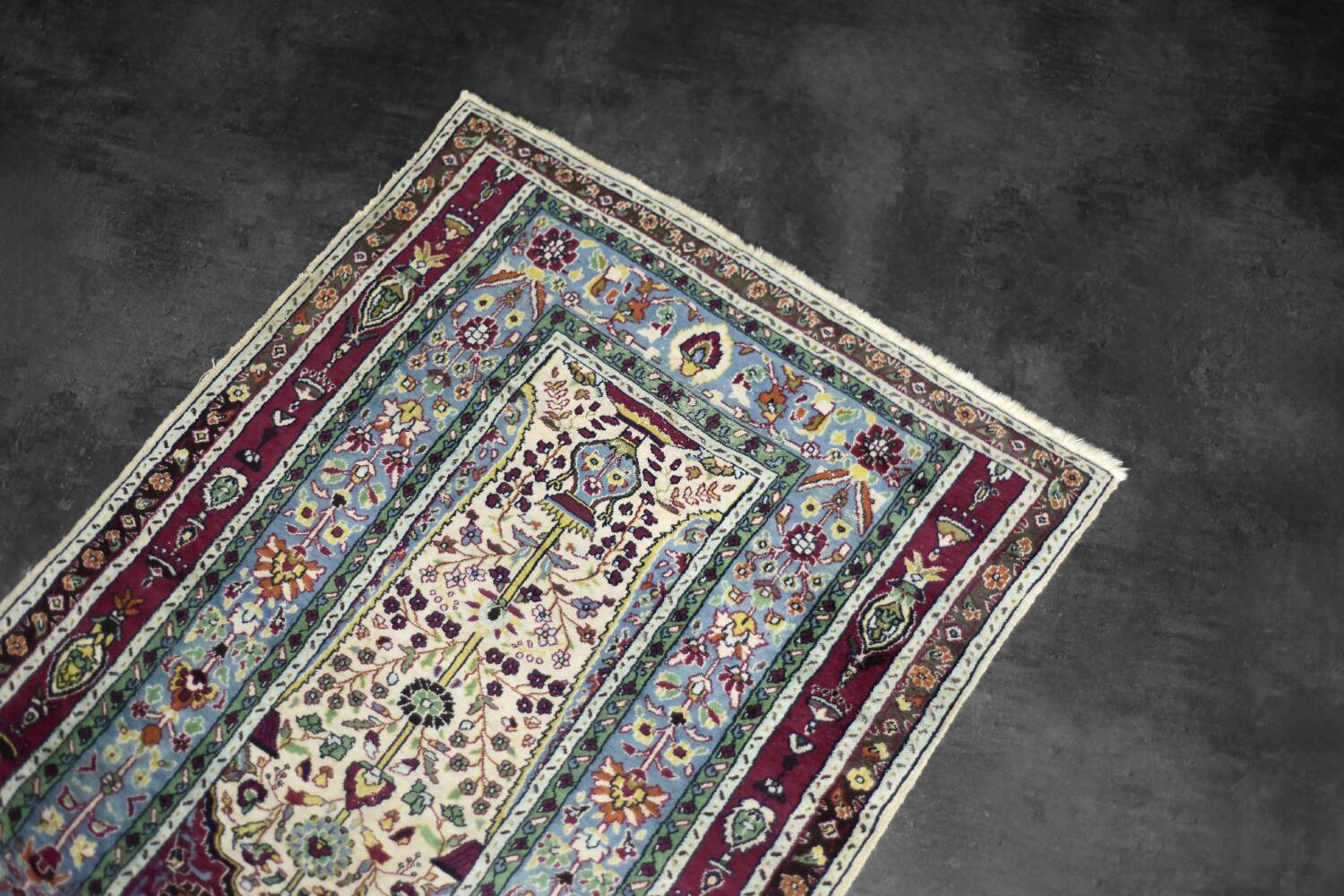 Handwoven Balouch prayer rug, Middle Eastern oriental style, 1960s.