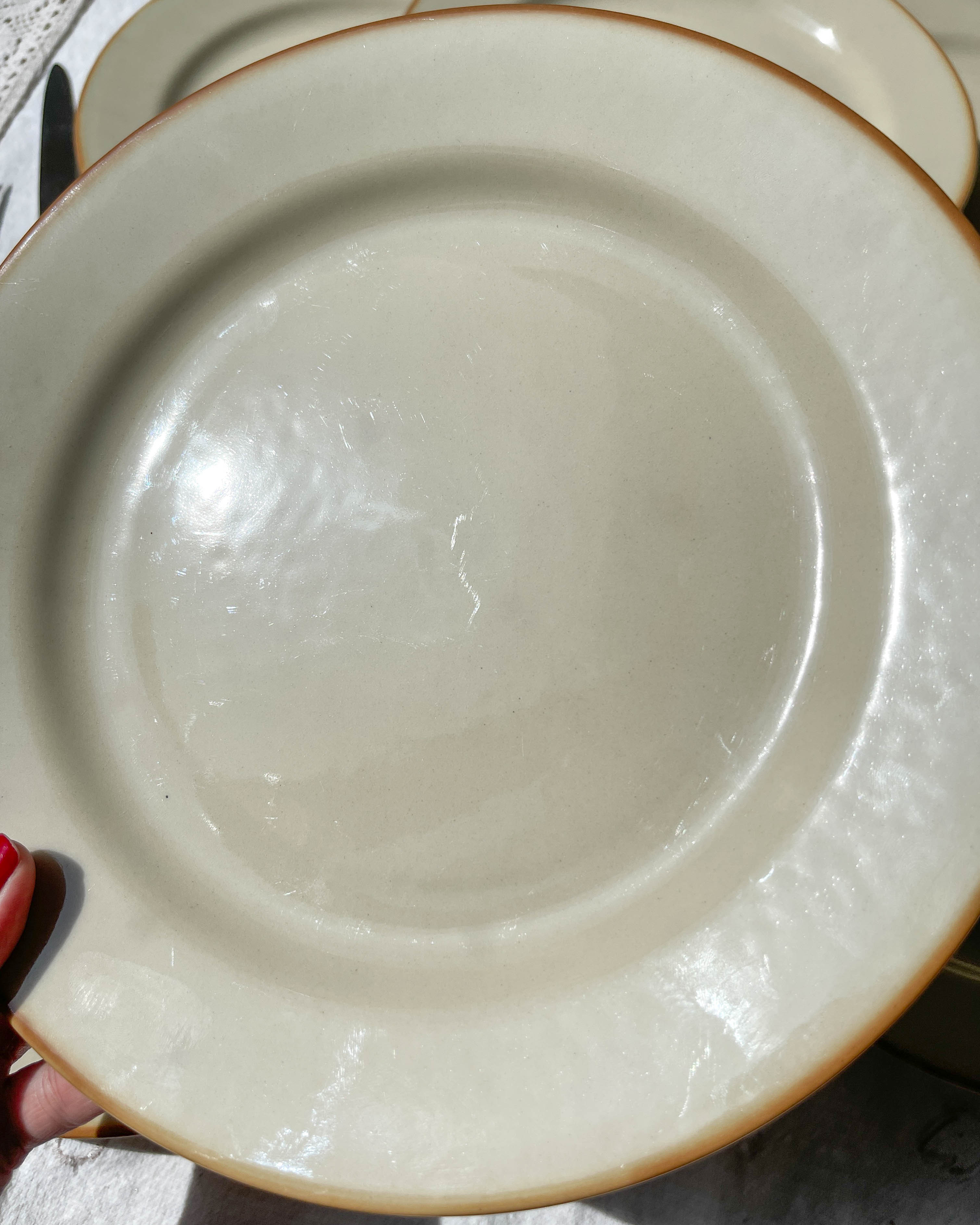 6 Flat plates in beige sandstone Tulowice Poland 1970