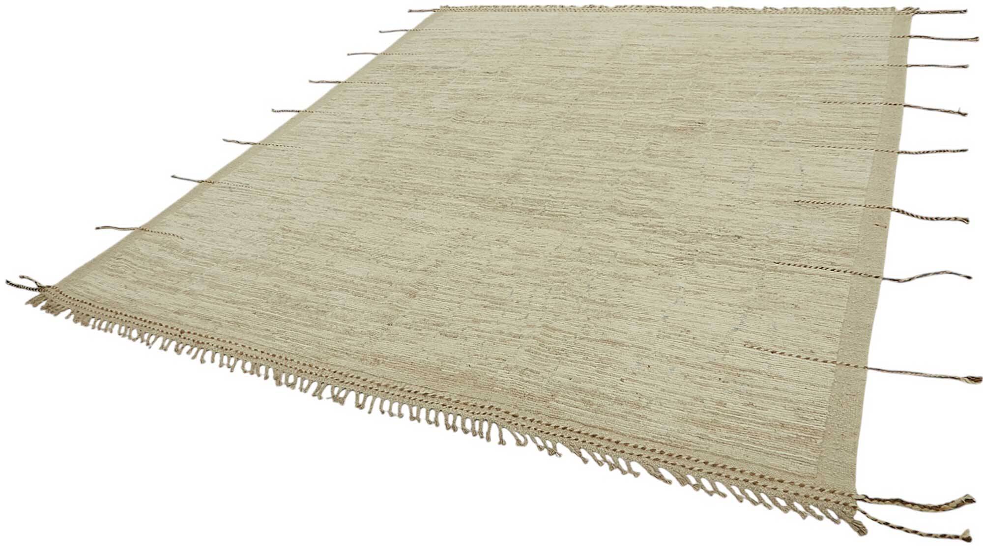 Handwoven Turkish Rustic 261 cm x 299 cm Beige Wool Carpet