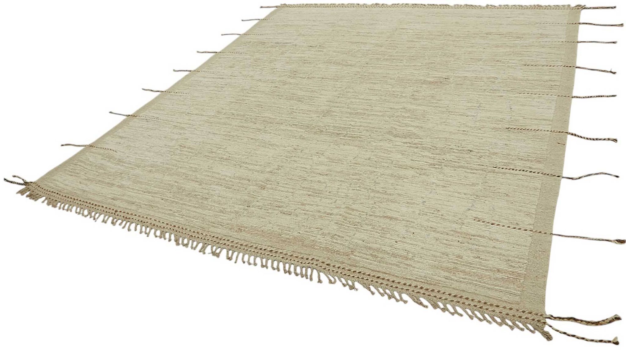 Handwoven Turkish Rustic 261 cm x 299 cm Beige Wool Carpet