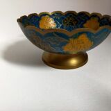 Brass cup with partitioned floral pattern chiseled contour