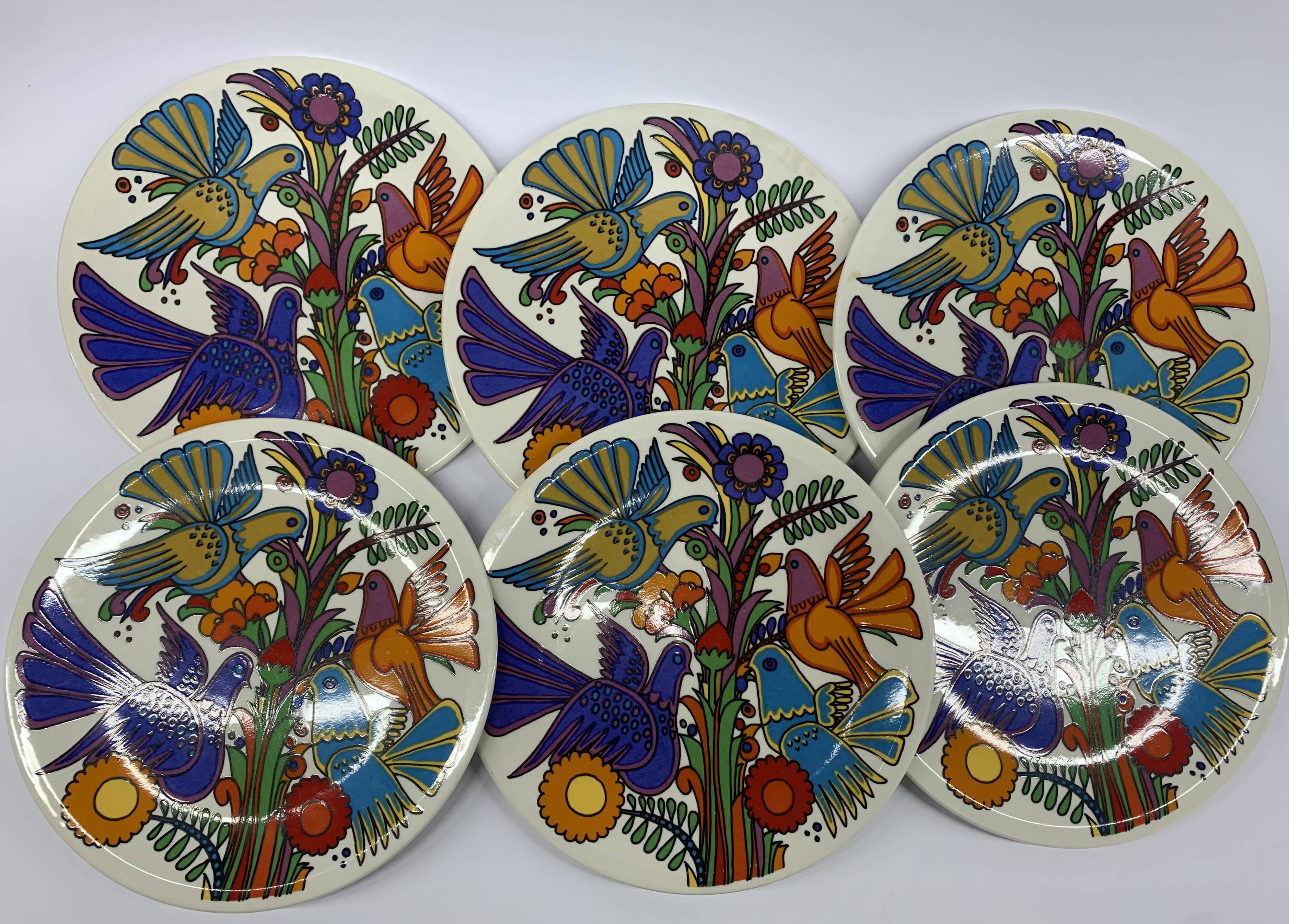 Set of 6 Villeroy & Boch Acapulco plates, 1970s