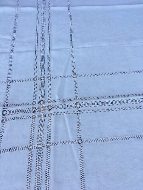 antique linen hand embroidered sheet with monogram and days