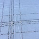 drap ancien brodé main en lin avec monogramme et jours