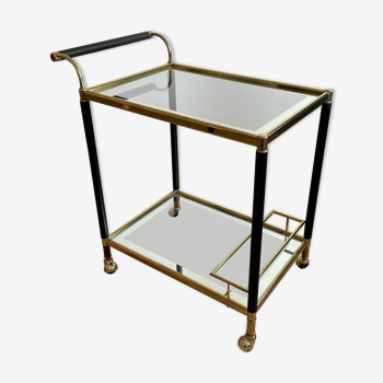 Enfilade ou Bar Roulant in Golden Metal and Glass, 1970s