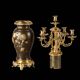Pair of Japanese Candelabra - Meiji Base with Shakudo Decoration