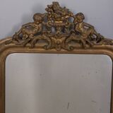 EARLY 20TH CENTURY GOLDEN WOODEN WALL MIRROR DECORATED IN BAROQUE STYLE