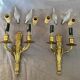 Directoire wall lights in gilded bronze, 20th century, Quiver decorations + foliage