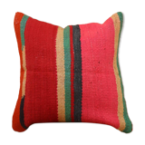Multicolored striped wool cushion