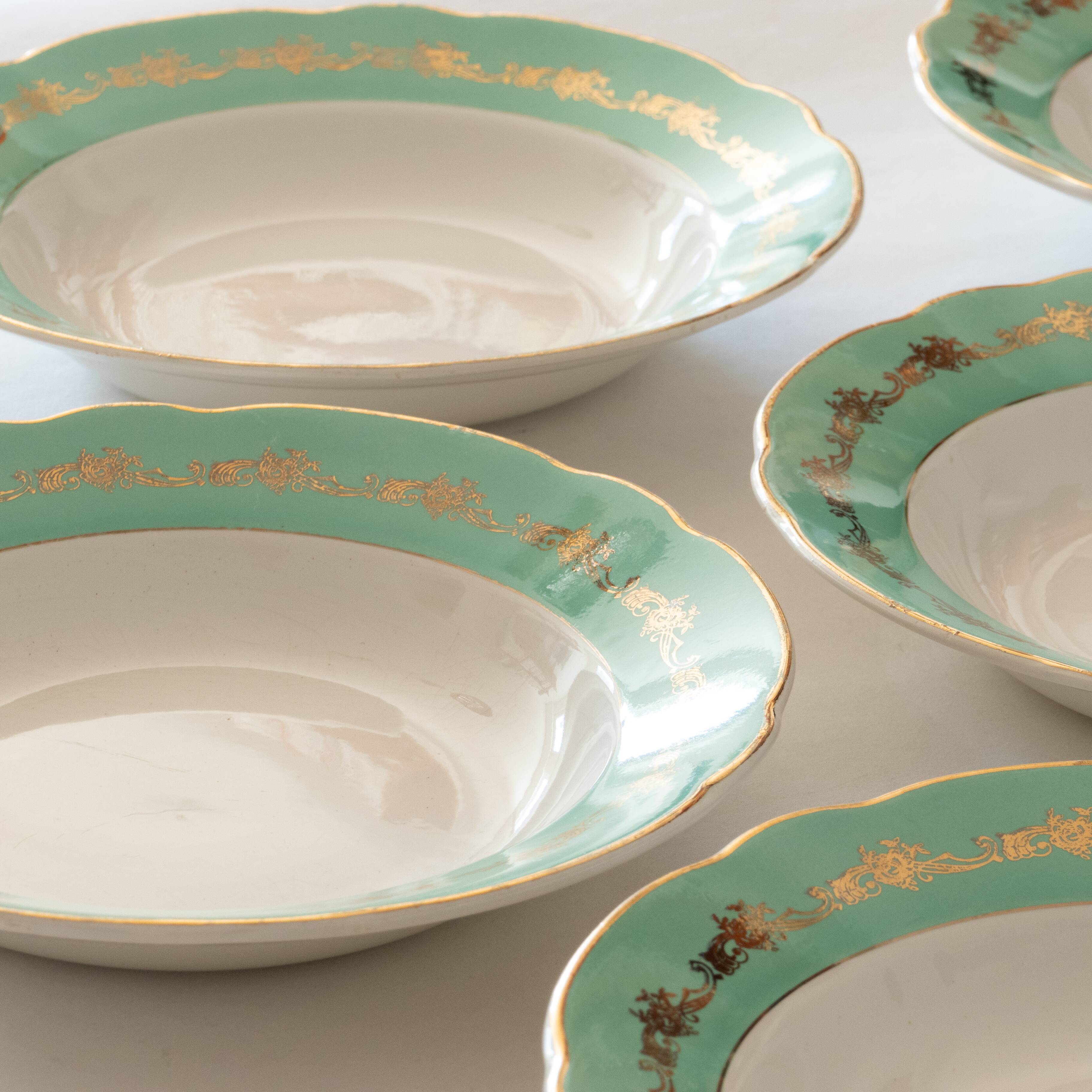 6 antique plates in fine earthenware St Étienne