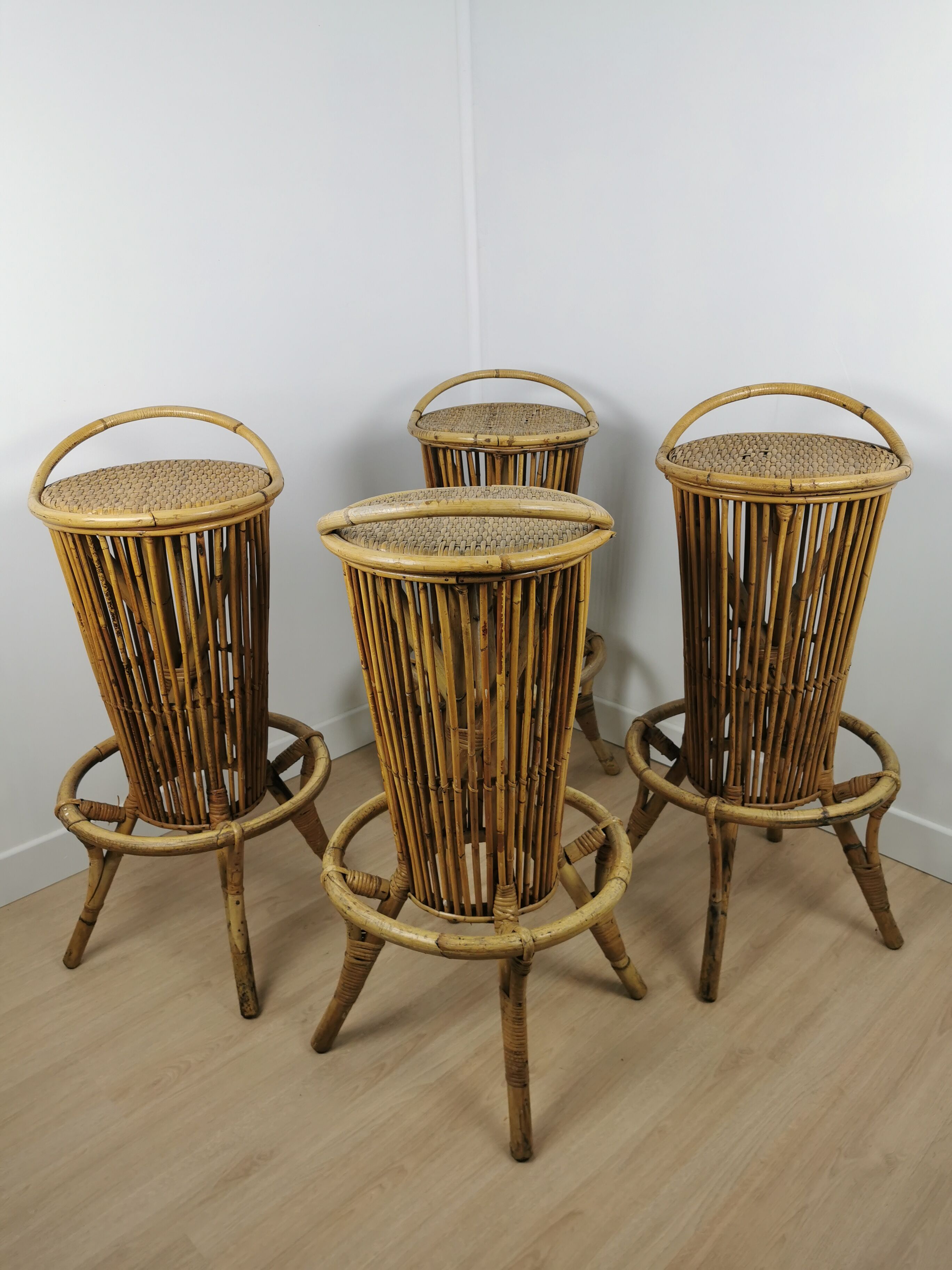 Rattan bar stools 60s