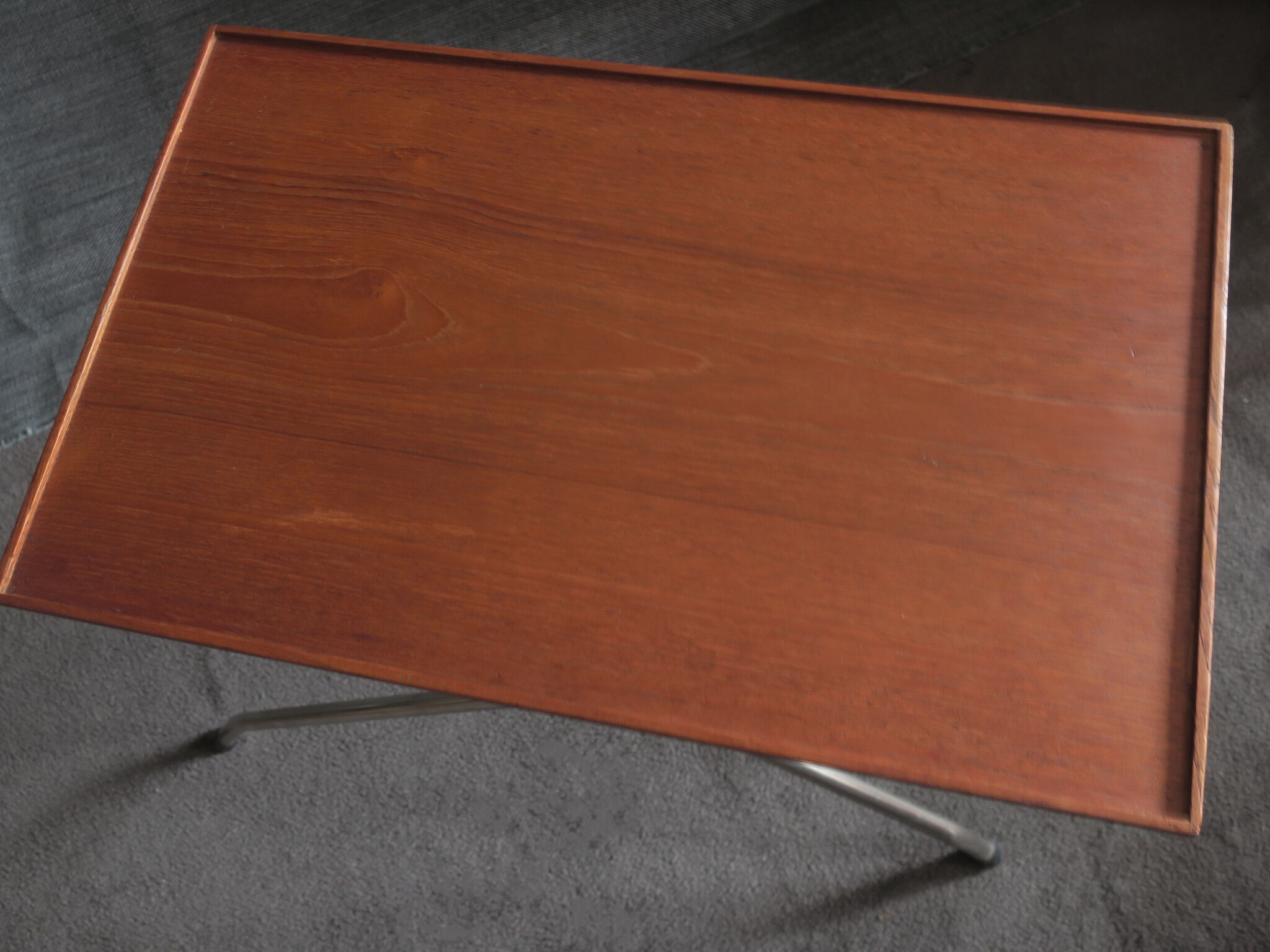 Danish teak and aluminium adjustable wine table, 1960s