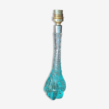 Pied de lampe de bureau chevet base verre moulé bleuté bullé dp 0922200