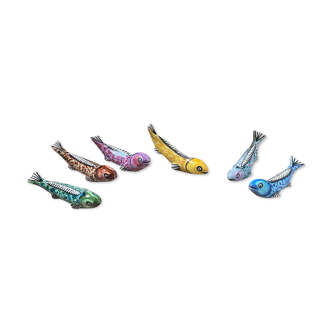 Lot de 6 porte-couteaux poisson en grès émaillé