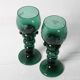 Set of 2 Vintage Emerald Green Wine Stem Crystal Glasses Remmare / 1960s