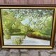 Oil painting on canvas, landscape of the Seine, 75x56cm.