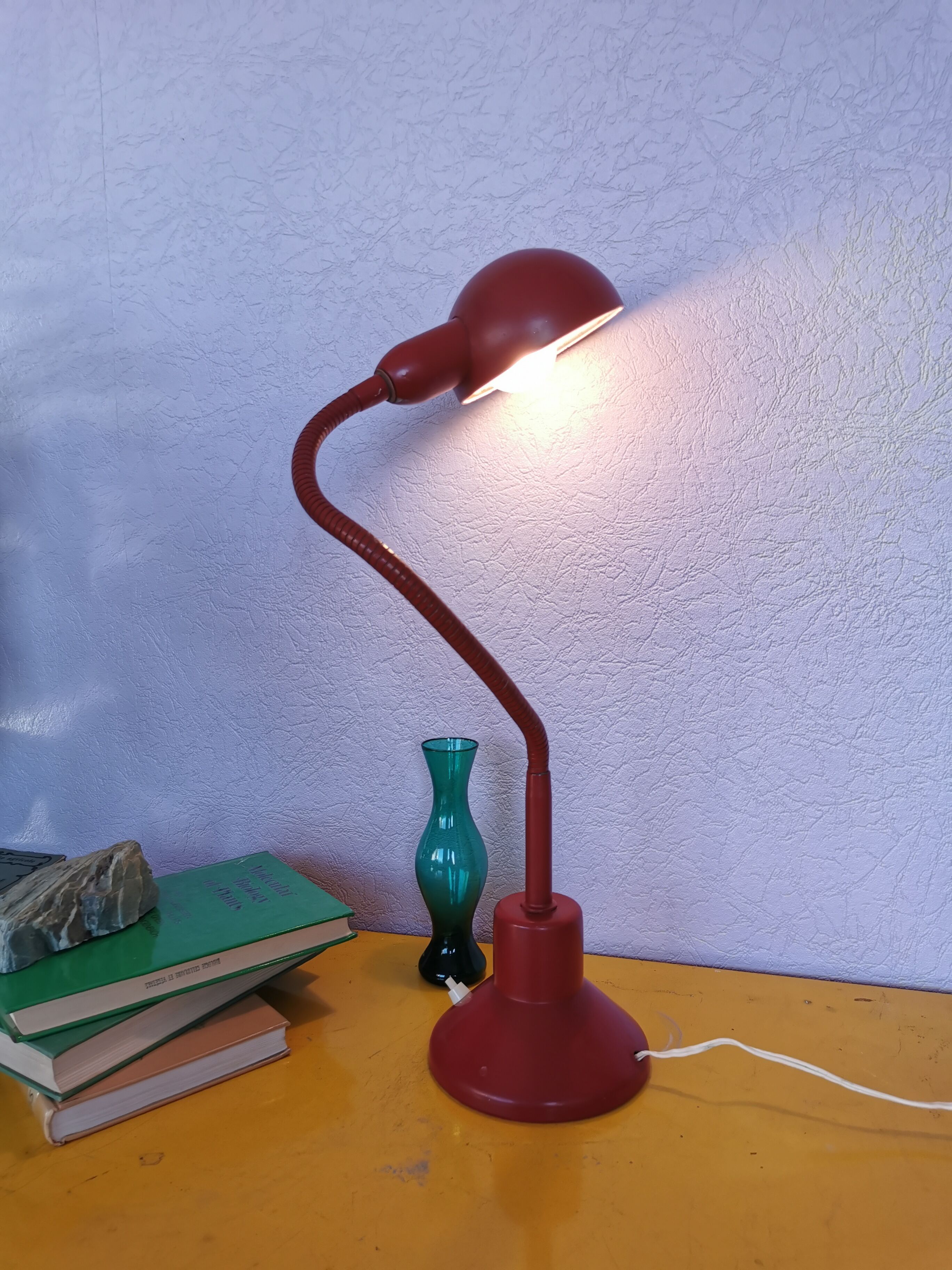 Burgundy flexible casserole lamp, 1960
