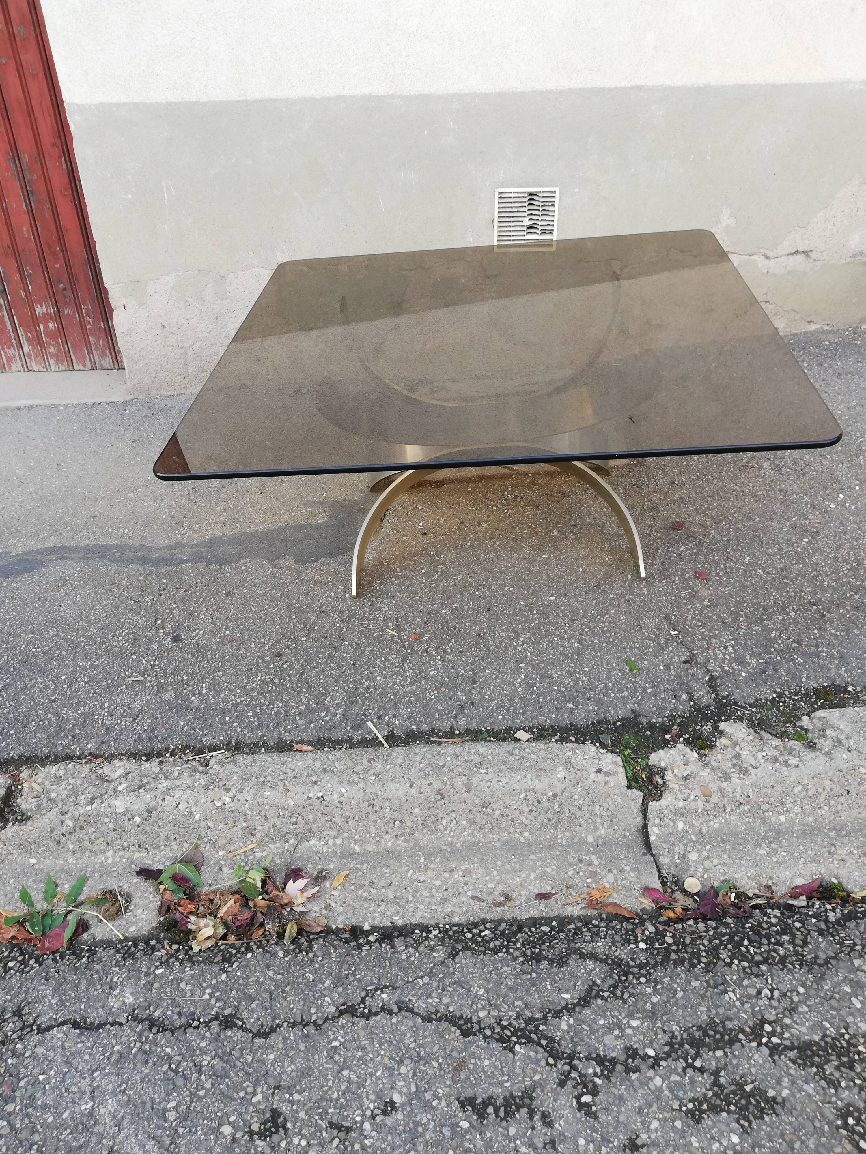 Vintage metal coffee table and smoked glass