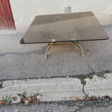 Vintage metal coffee table and smoked glass