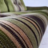 1970s, Scandinavian 2-seater sofa, green furniture velour, beech wood.