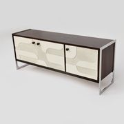 Vintage sideboard with handmade relief surface, metal, Germany, 1960s