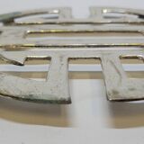 Old silver metal trivet chinese symbol longevity