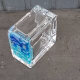 Crystal and glass paste ashtray Daum design from the 80s
