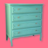 Vintage mint green chest of drawers 1950