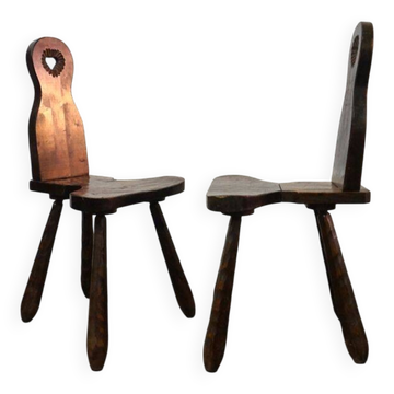 Pair of French brutalist chairs