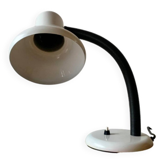 Lampe de bureau métallique vintage blanche et noire