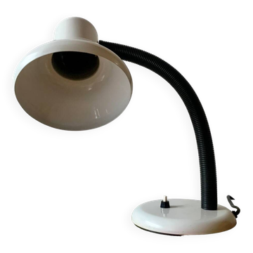 Lampe de bureau métallique vintage blanche et noire