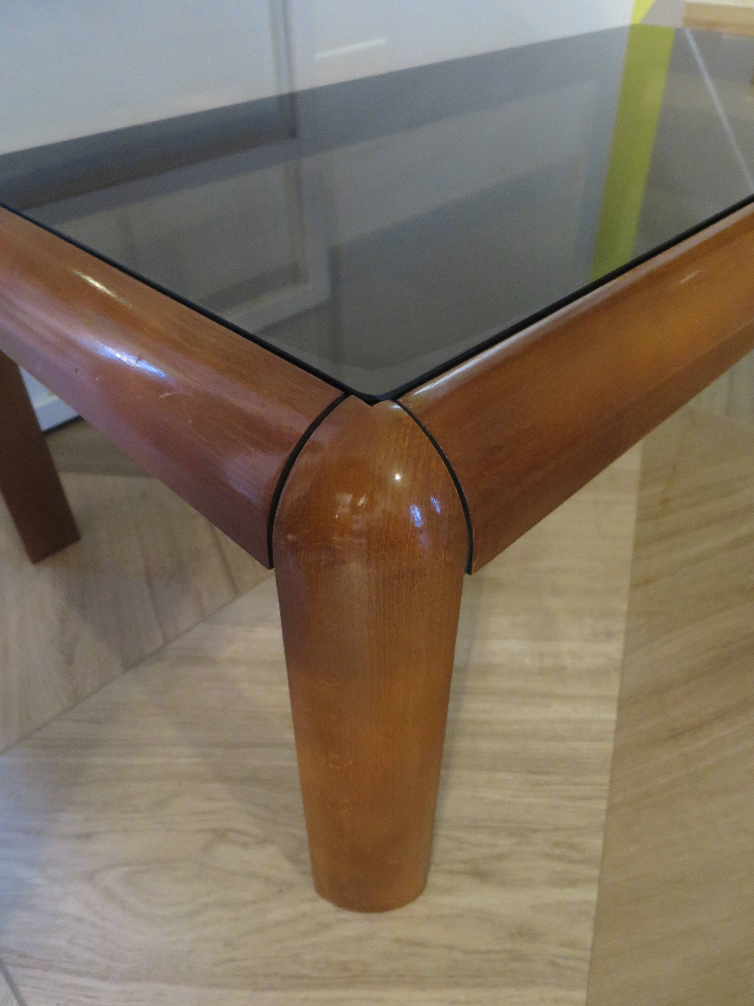 Cherry and glass coffee table