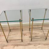 Pair of pieces of regency brass sofas and 60s glass