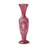 Glass vase enamelled pink cameo marquise
