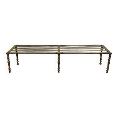 Banc-repose pieds de cheminée anglais en laiton fin XIXème