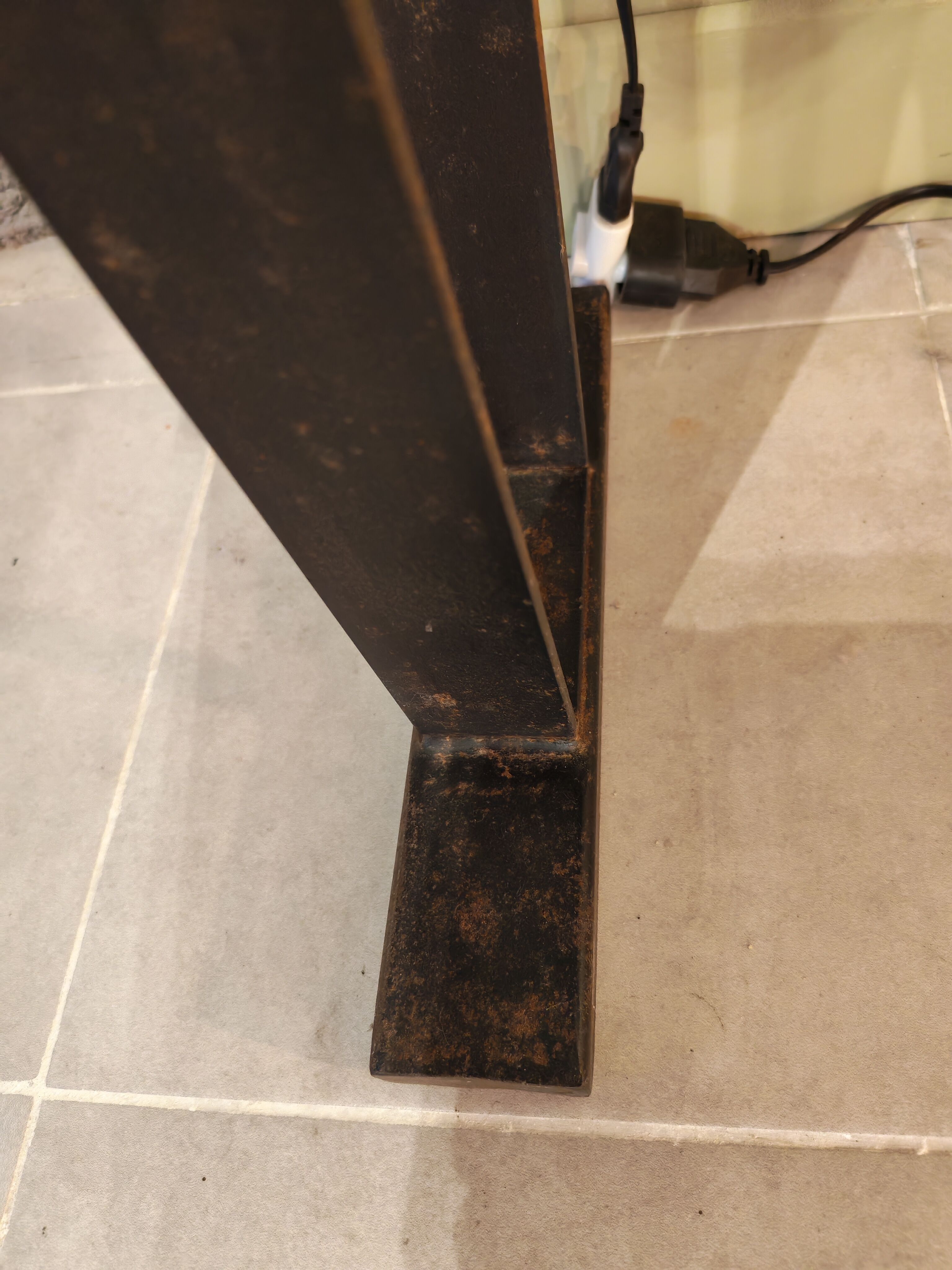 Vintage metal and glass console
